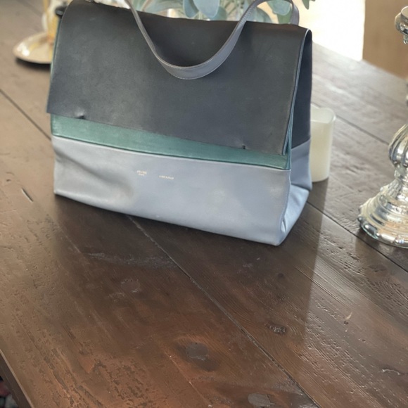 Celine $2500 all soft bag in forest green, black and grey - Picture 8 of 14